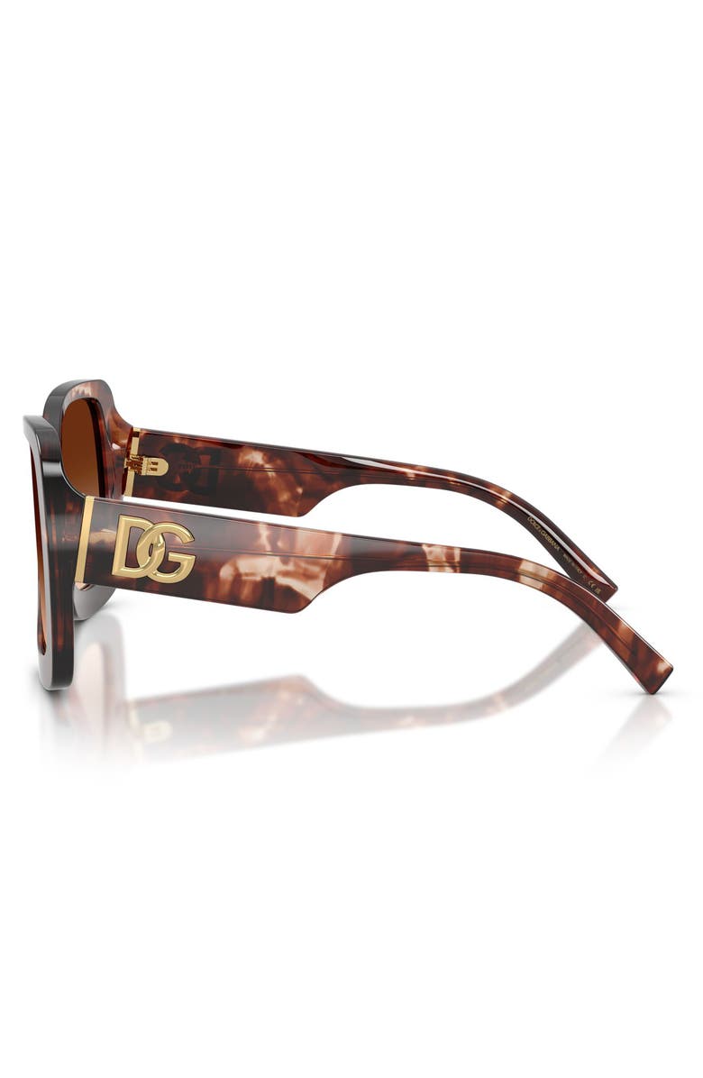 Dolce&Gabbana 55mm Gradient Square Sunglasses, Alternate, color, Dark Red Havana / Brown
