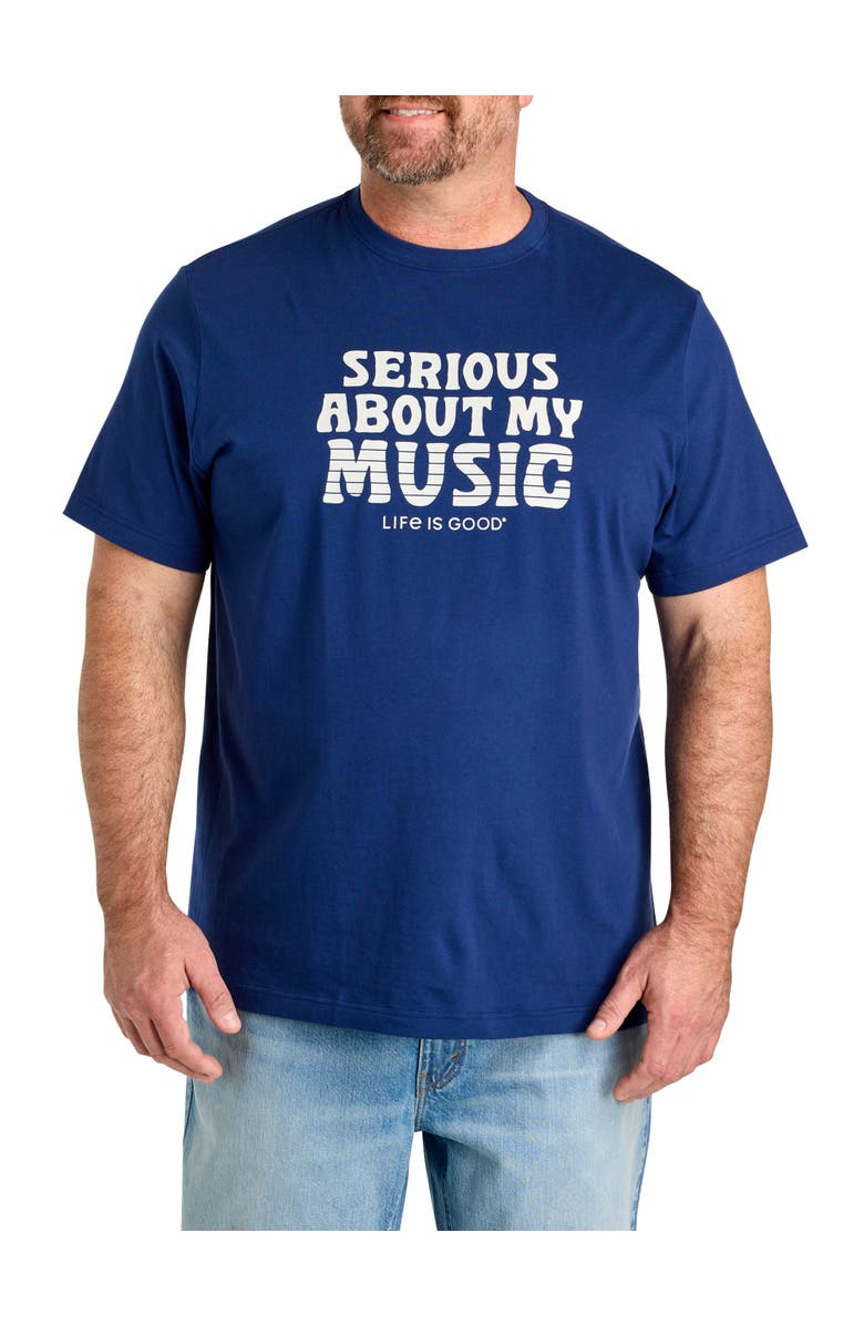 LIFE IS GOOD Big & Tall Serious About My Music Graphic Tee, Main, color, Navy