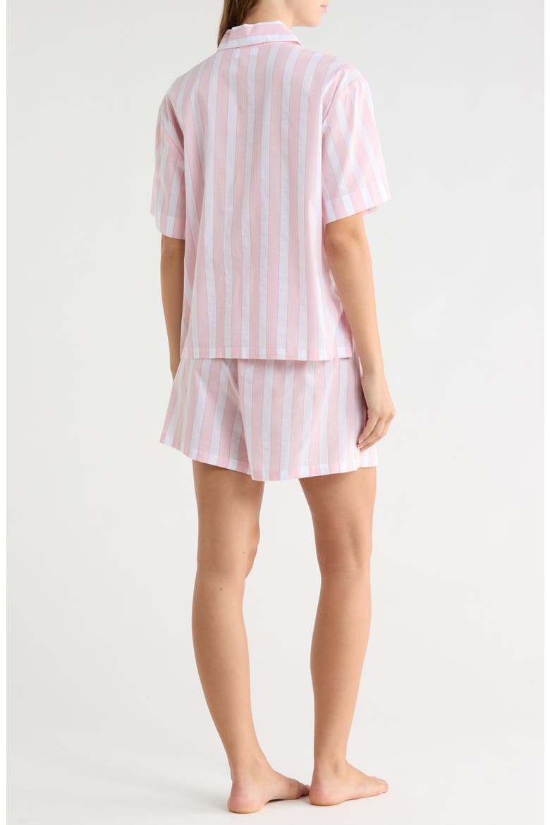 Yarn Dye Stripe Shortie Pajamas, Alternate, color, WHITE- PINK MILLIE STRIPE