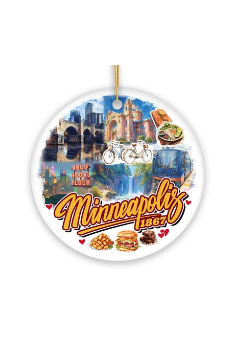 Minneapolis 1867 Landmark Collage Ornament - Version 2