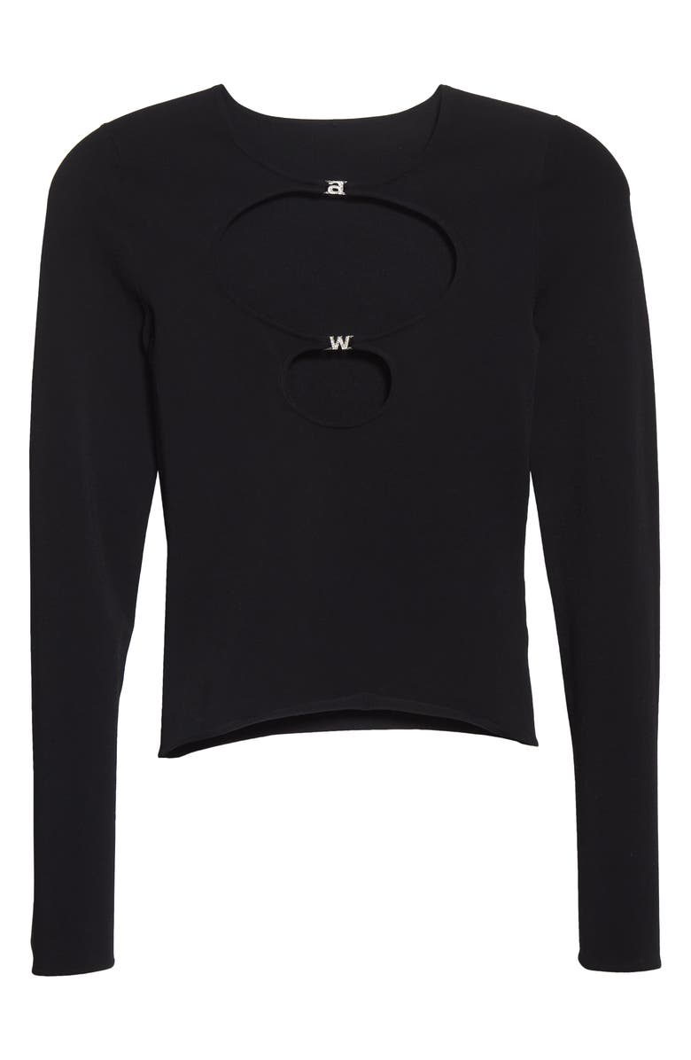 Alexander Wang Cutout Long Sleeve Crewneck Crop Top, Alternate, color, 