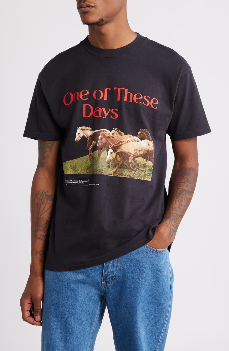 ONE OF THESE DAYS Wild Horses Cotton Graphic T-Shirt, Main, color, 