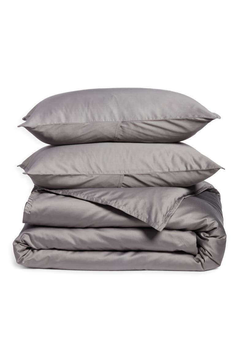 Antimicrobial Supima® Cotton Duvet Cover & Sham Set, Main, color, GREY NICKEL