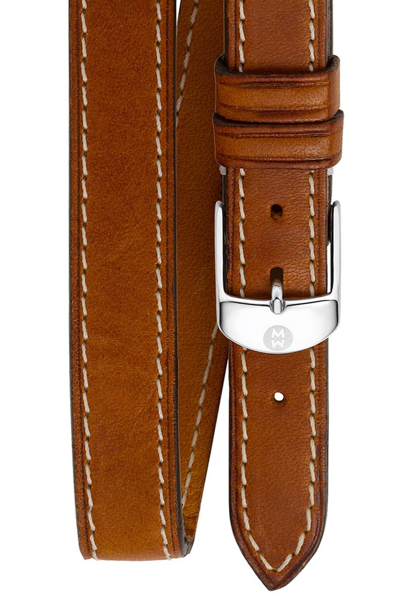 MICHELE 18mm Leather Double Wrap Watch Strap, Main, color,