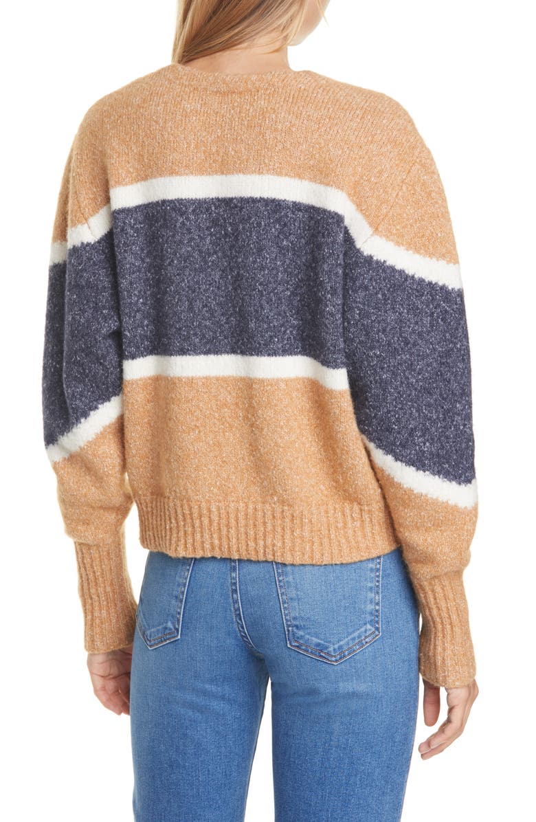 Veronica Beard Emilia Stripe V-Neck Sweater, Alternate, color, 