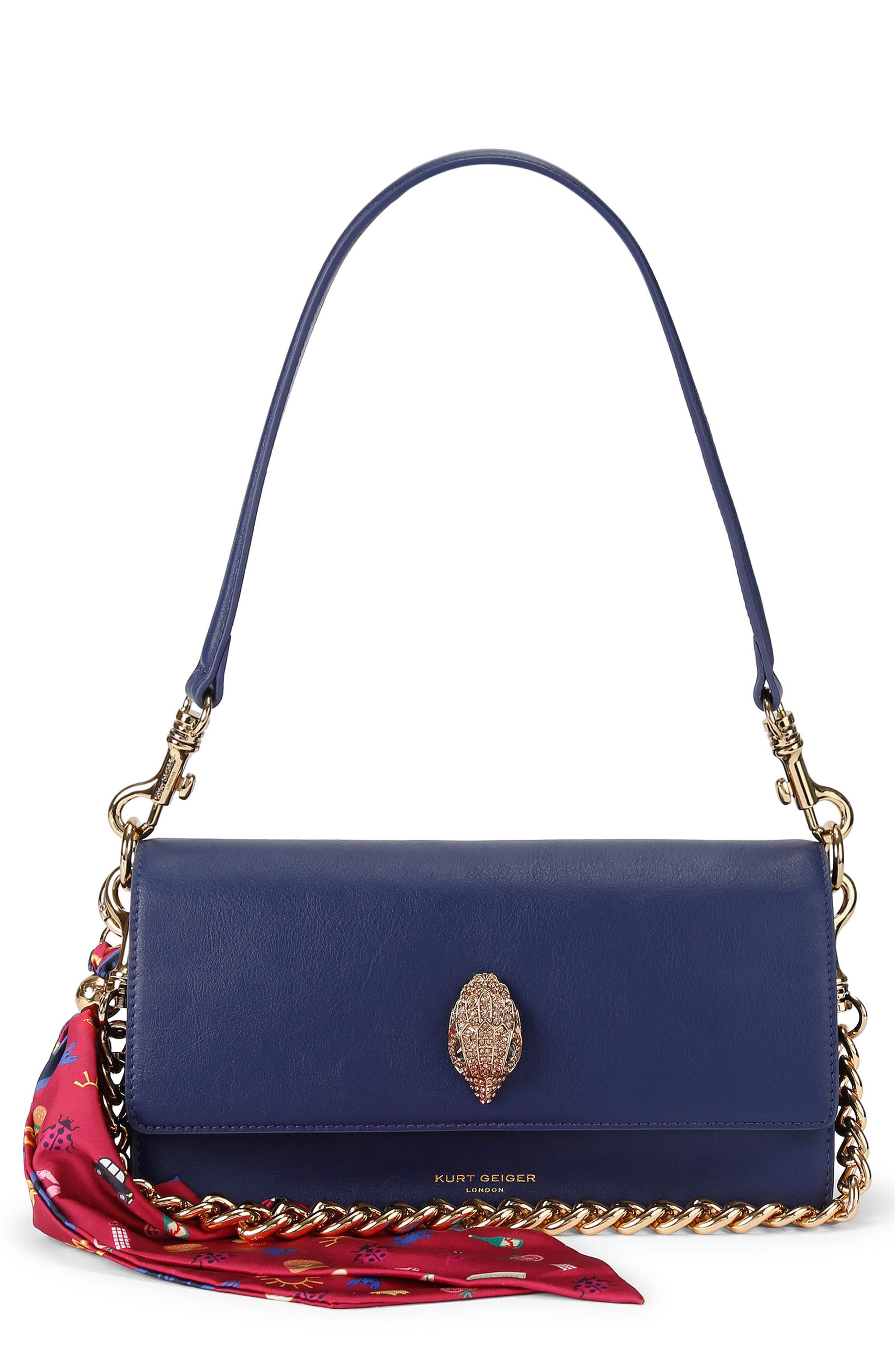 Sloane Leather Shoulder Bag, Main, color, DARK BLUE