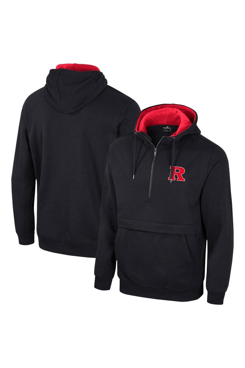 Men's Colosseum Black Rutgers Scarlet Knights Half-Zip Hoodie, Main, color, Black
