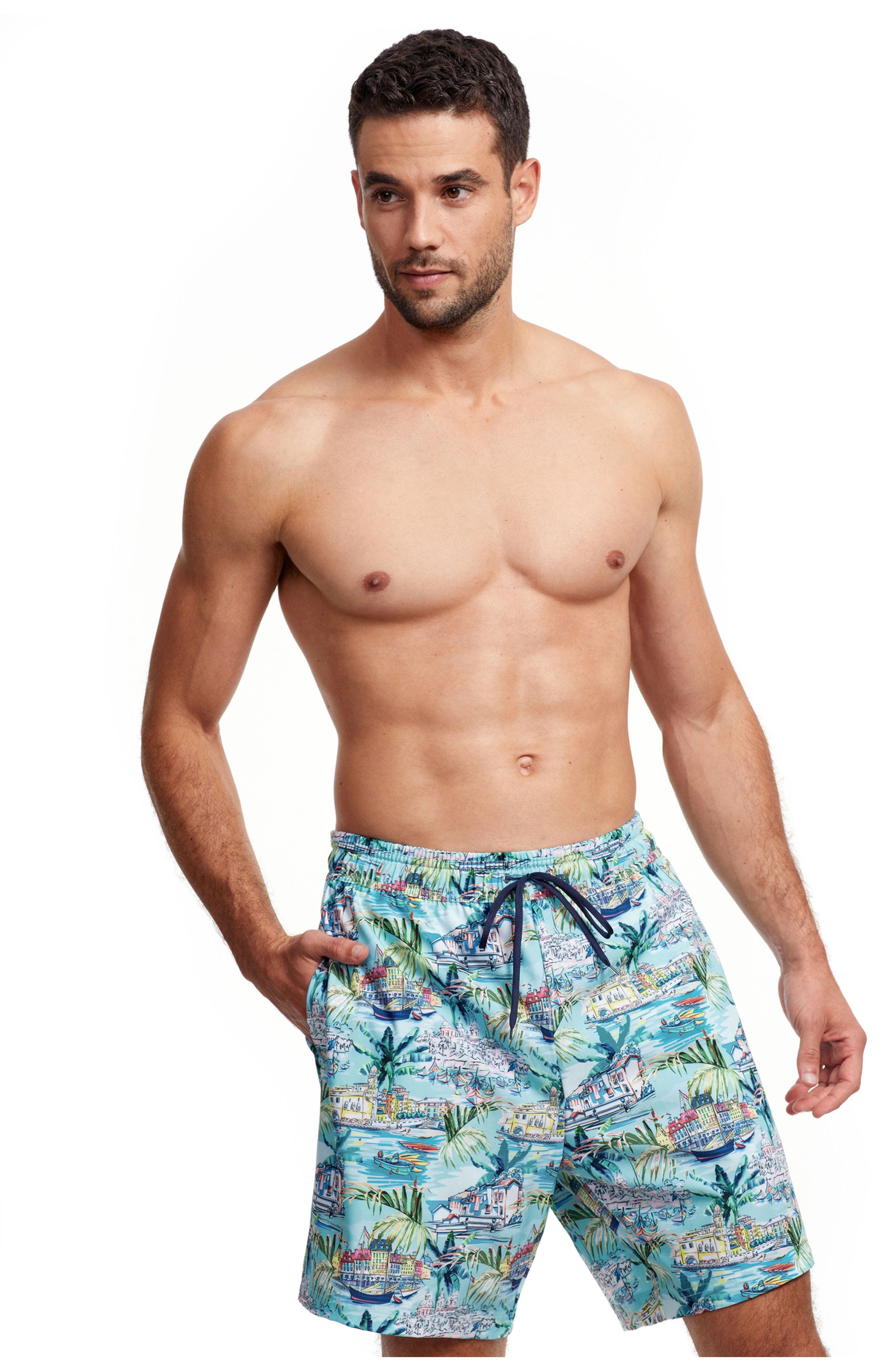 Gottex Men 7" swim shorts in Multi Blue 