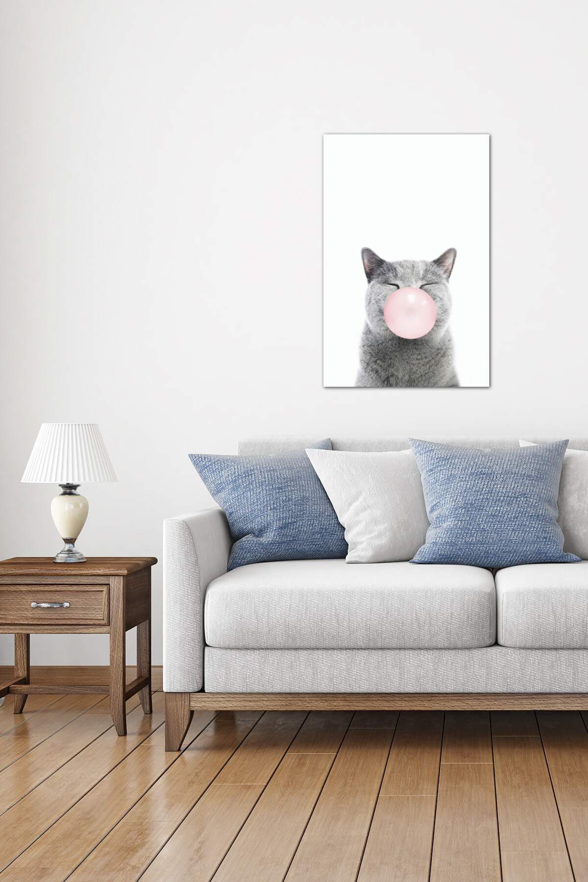 iCanvas Gray Cat Pink Bubble Gum by Amy Peterson Canvas Wall Art - 18 ...