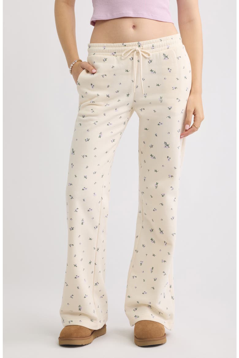 Low Rise Bootcut Sweatpants, Main, color, IVORY A-PURPLE M RHEA DITSY