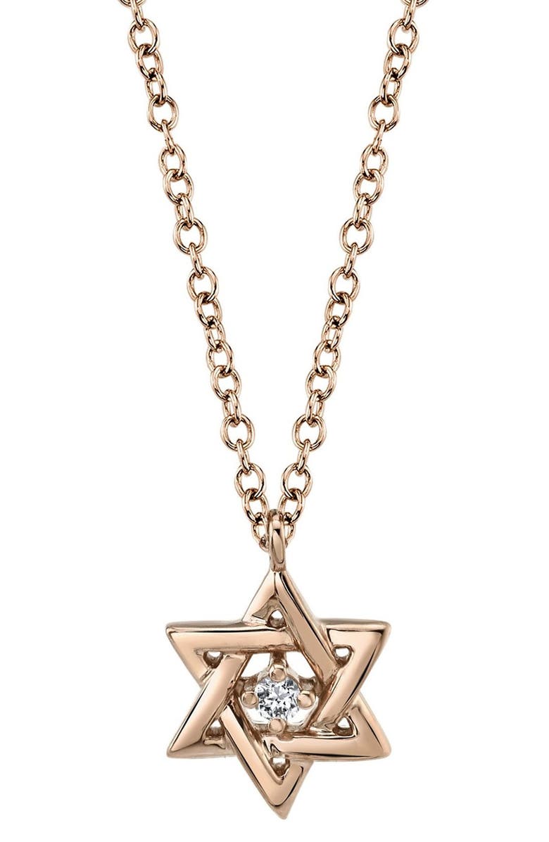 RON HAMI 14K Yellow Gold Diamond Woven Star of David Pendant Necklace - 0.03 ctw, Main, color, 