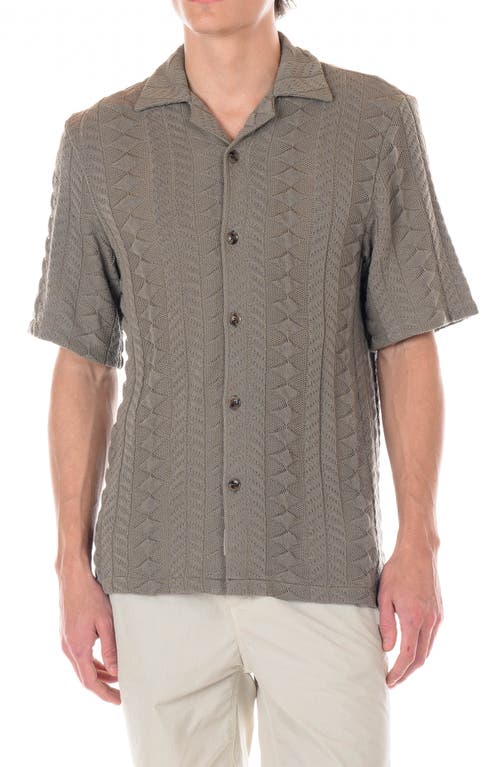 Original Paperbacks Positano Cabled Knit Camp Shirt In Smoke