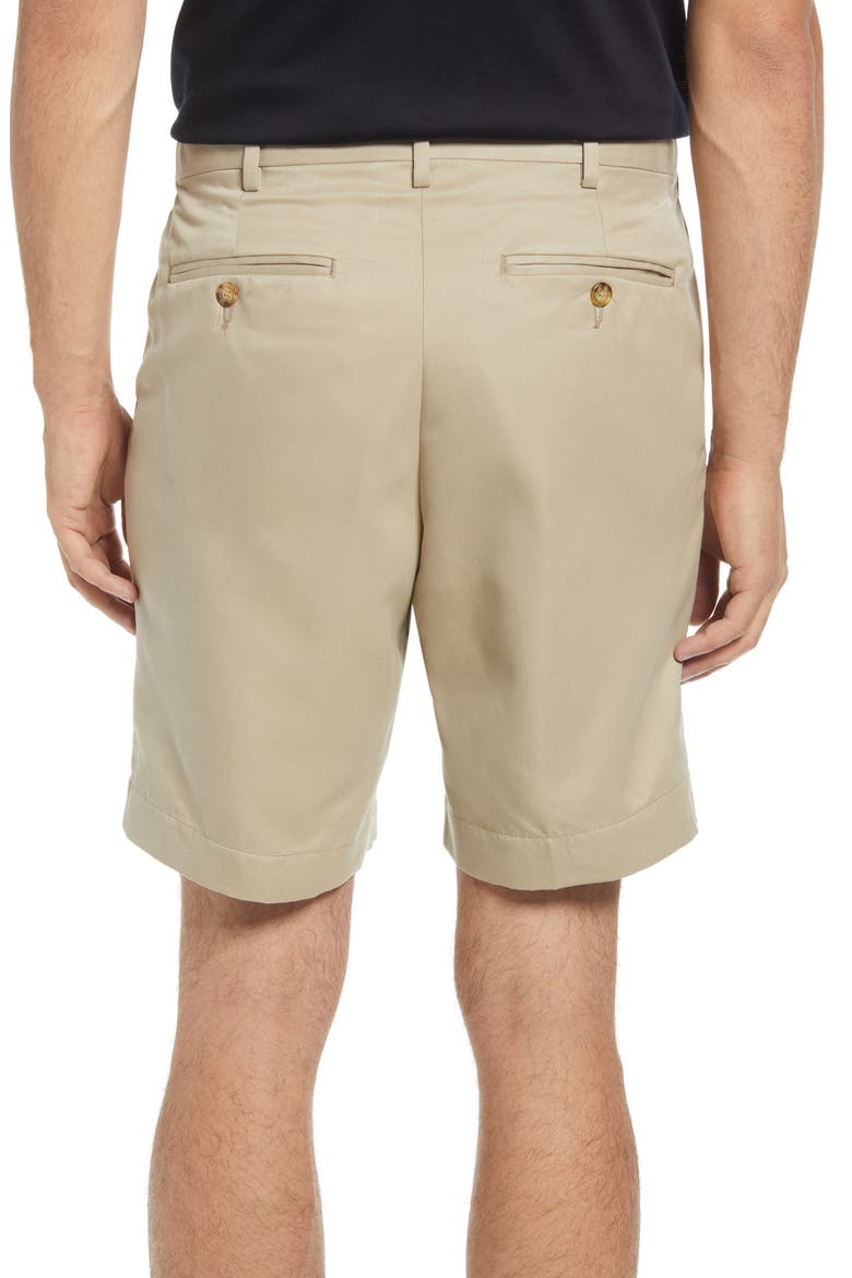 Microfiber Self Sizer Pleated Shorts, Alternate, color, TAN