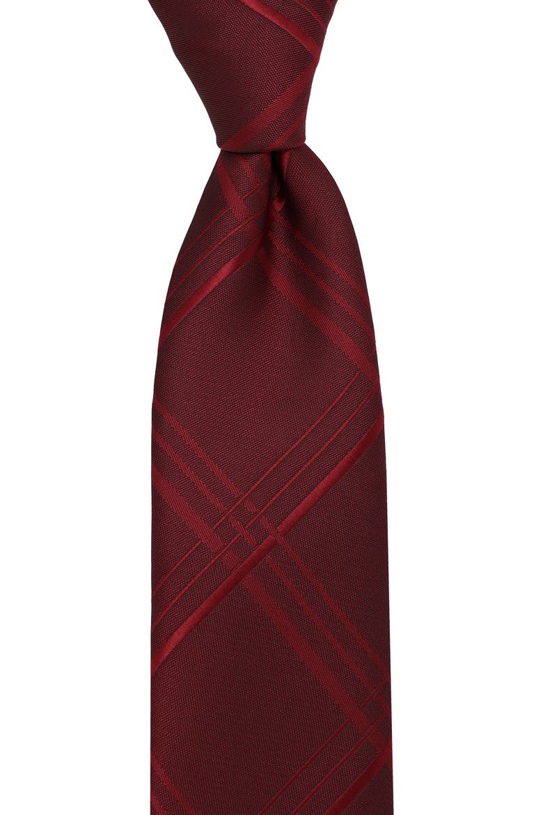 Tonal Plaid Tie, Alternate, color, BLK/ BURGUNDY