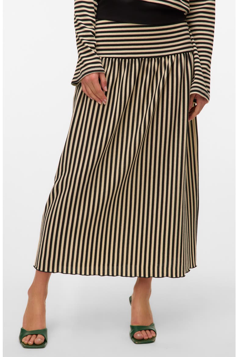 Isabella Stripe Knit Midi Skirt, Main, color, BLACK STRIPES BIRCH