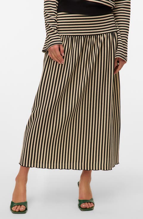 Isabella Stripe Knit Midi Skirt