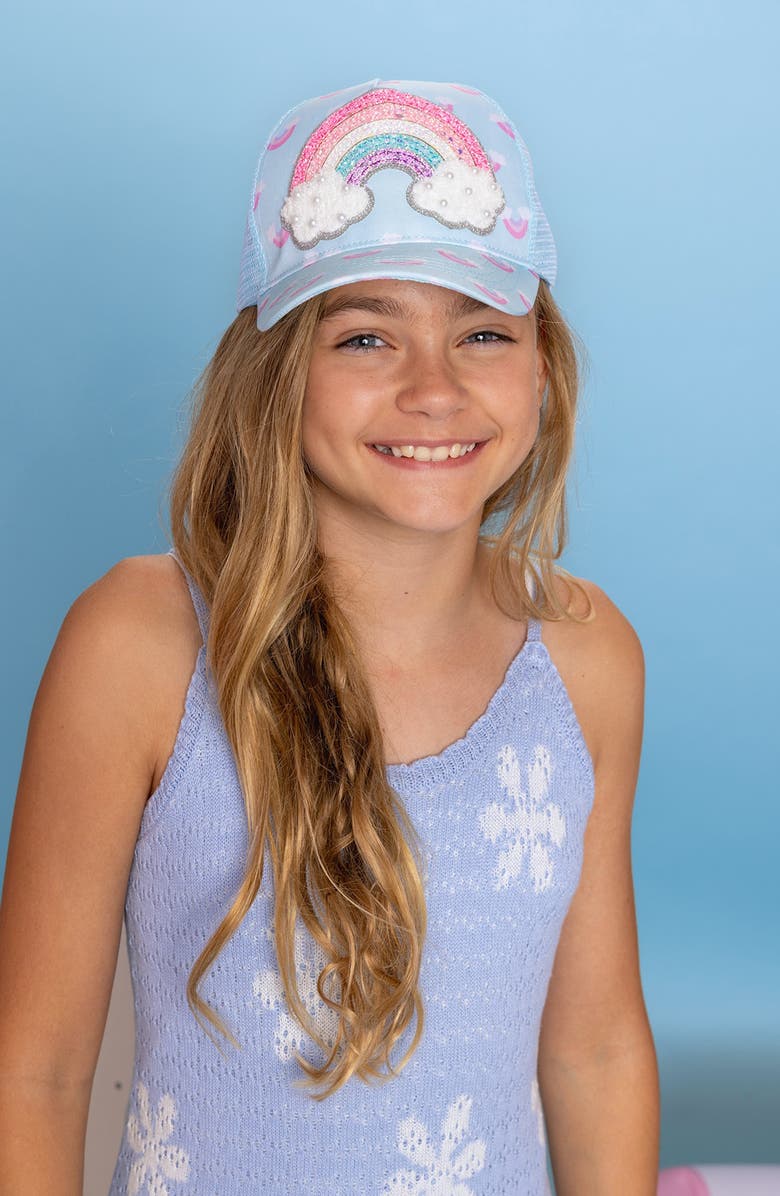 OMG Accessories Kids' Rainbow Trucker Hat, Alternate, color, Light Aqua