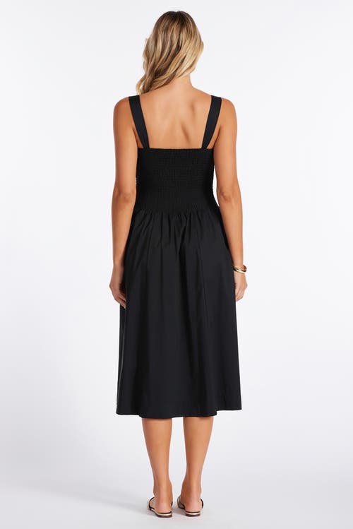 Bishop + Young Corsica Smocked Poplin Dress In Black