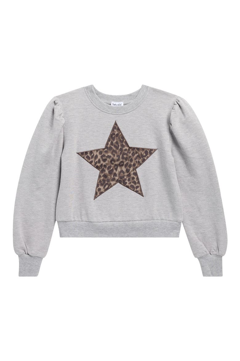 Kids' Cheetah Star Sweatshirt, Main, color, HEATHER GREY
