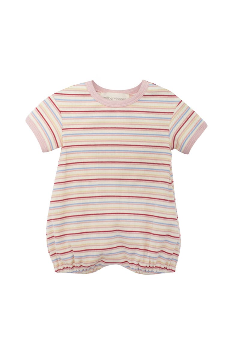Mabel + Honey Sunset Sherbet Short Sleeve Romper, Main, color, Pink