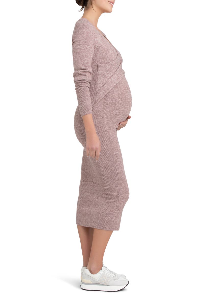 Heidi Long Sleeve Maternity/Nursing Dress, Alternate, color, PINK MARL