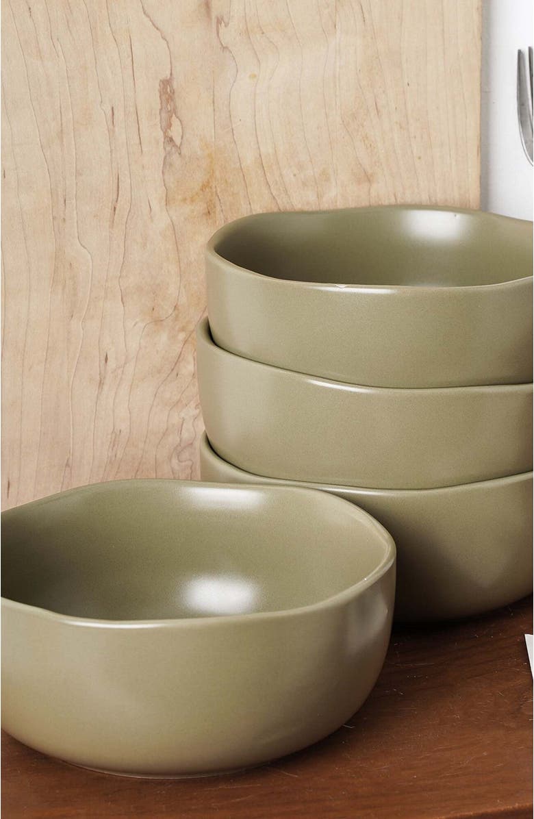 Stone Lain Tom Stoneware 4-Piece Bowl Set, Alternate, color, Olive