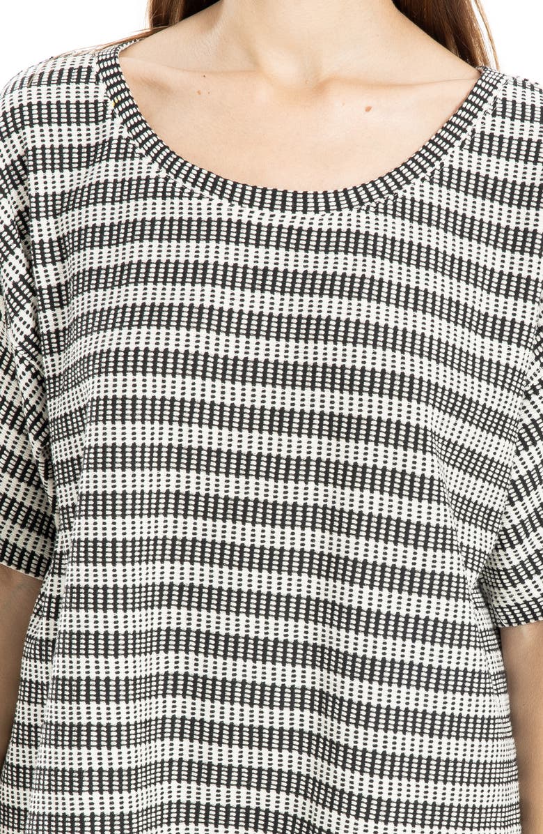 MAX STUDIO Flek Textured Stripe Boxy T-Shirt, Alternate, color, Black/ Cream