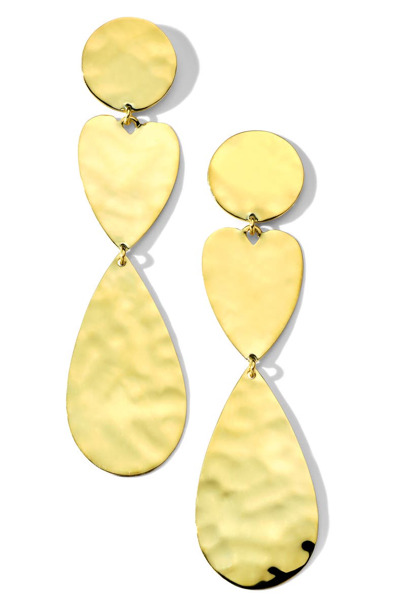 Ippolita Classico Crinkle Linear Drop Earrings, Main, color, Gold