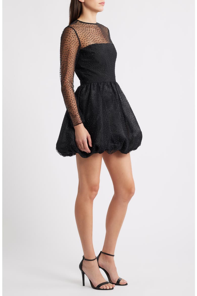 Saoirse Stud Long Sleeve Minidress, Alternate, color, BLACK