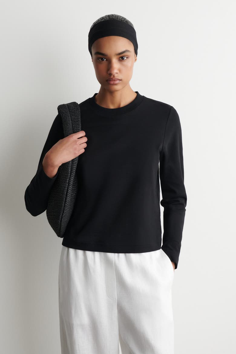 Clean Cut Long-sleeved T-shirt, Alternate, color, BLACK
