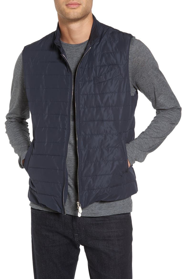 Slim Fit Full Zip Vest, Main, color, NAVY