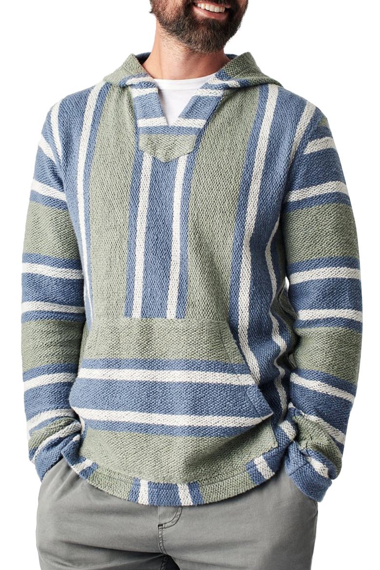 Cascade Stripe Hooded Pullover, Main, color, SAGE/ BLUE STRIPE