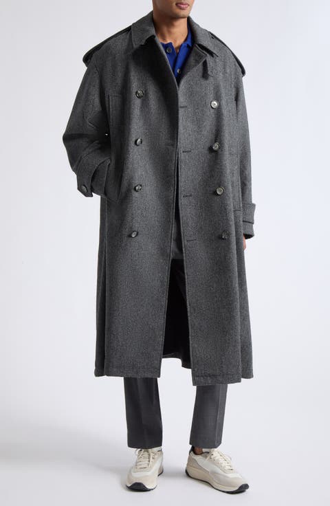 Heathered Wool Trench Coat