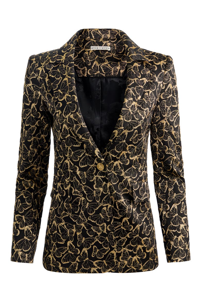 Macey Notch Collar Blazer, Alternate, color, BLACK/ GOLD