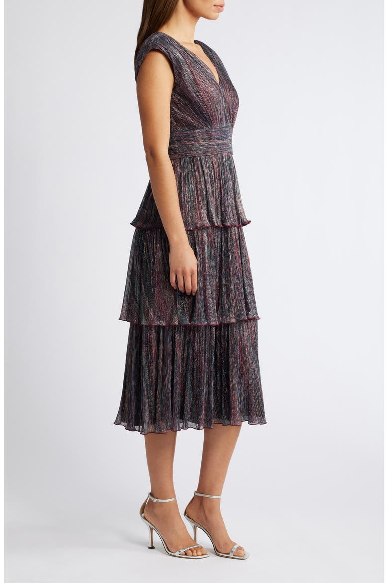 Metallic Tiered Midi Dress, Alternate, color, COPPER MULTI