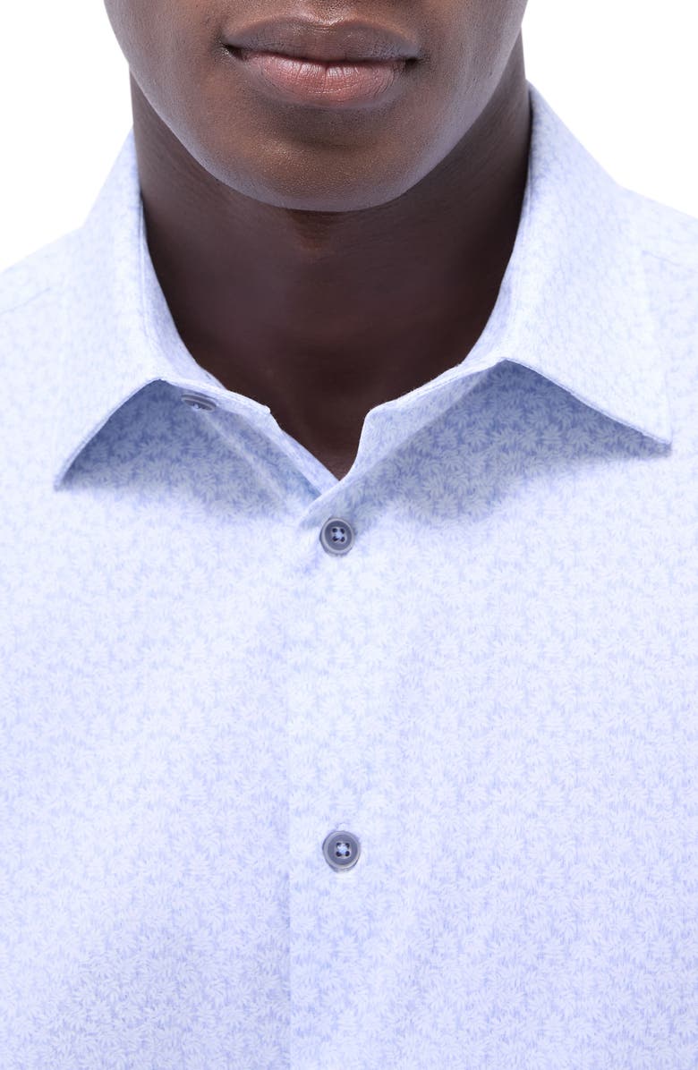Bugatchi James OoohCotton<sup>®</sup> Leaf Print Button-Up Shirt, Alternate, color, Air Blue