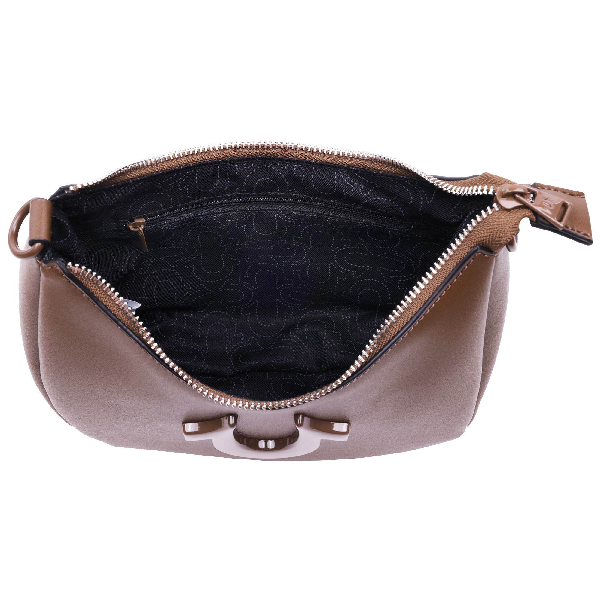 True Religion Logo Strap Crescent Hobo, Alternate, color, Brown