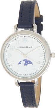 Lucky Brand Round Analog Leather Strap Watch, 34mm