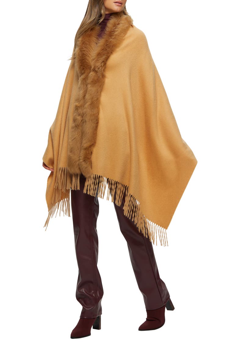 Cashmere Stole With Trim, Alternate, color, LIGHT CAMEL