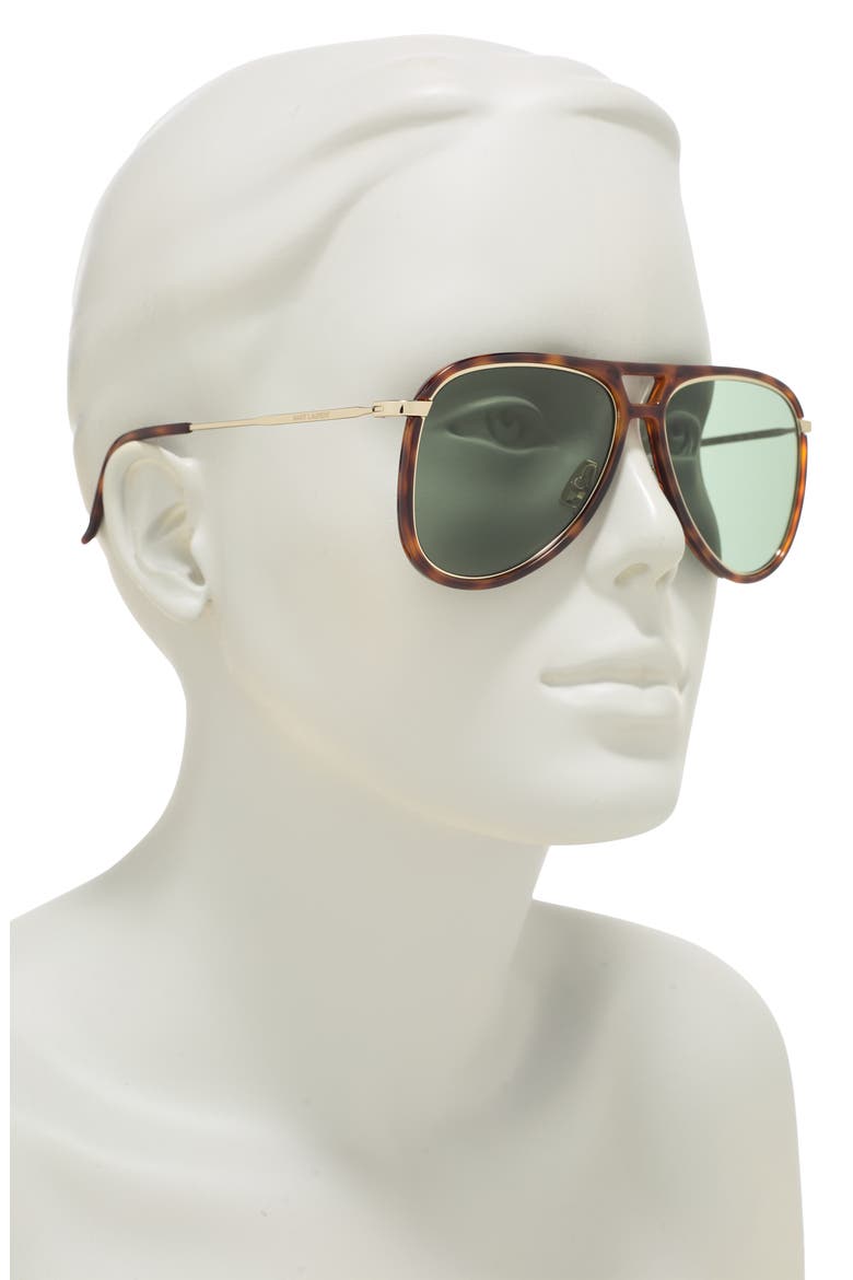 56mm Aviator Sunglasses, Alternate, color, HAVANA GOLD GREEN