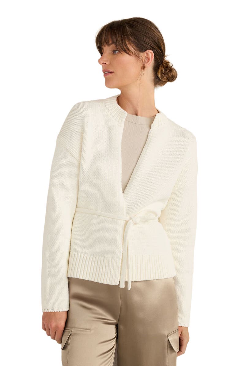 Haven Well Within Chunky Cotton Blend Belted Cardigan, Main, color, Ivory