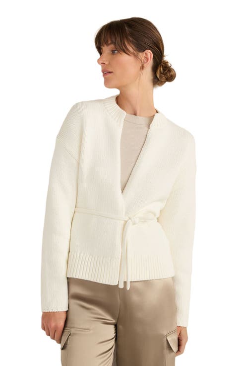 Chunky Cotton Blend Belted Cardigan