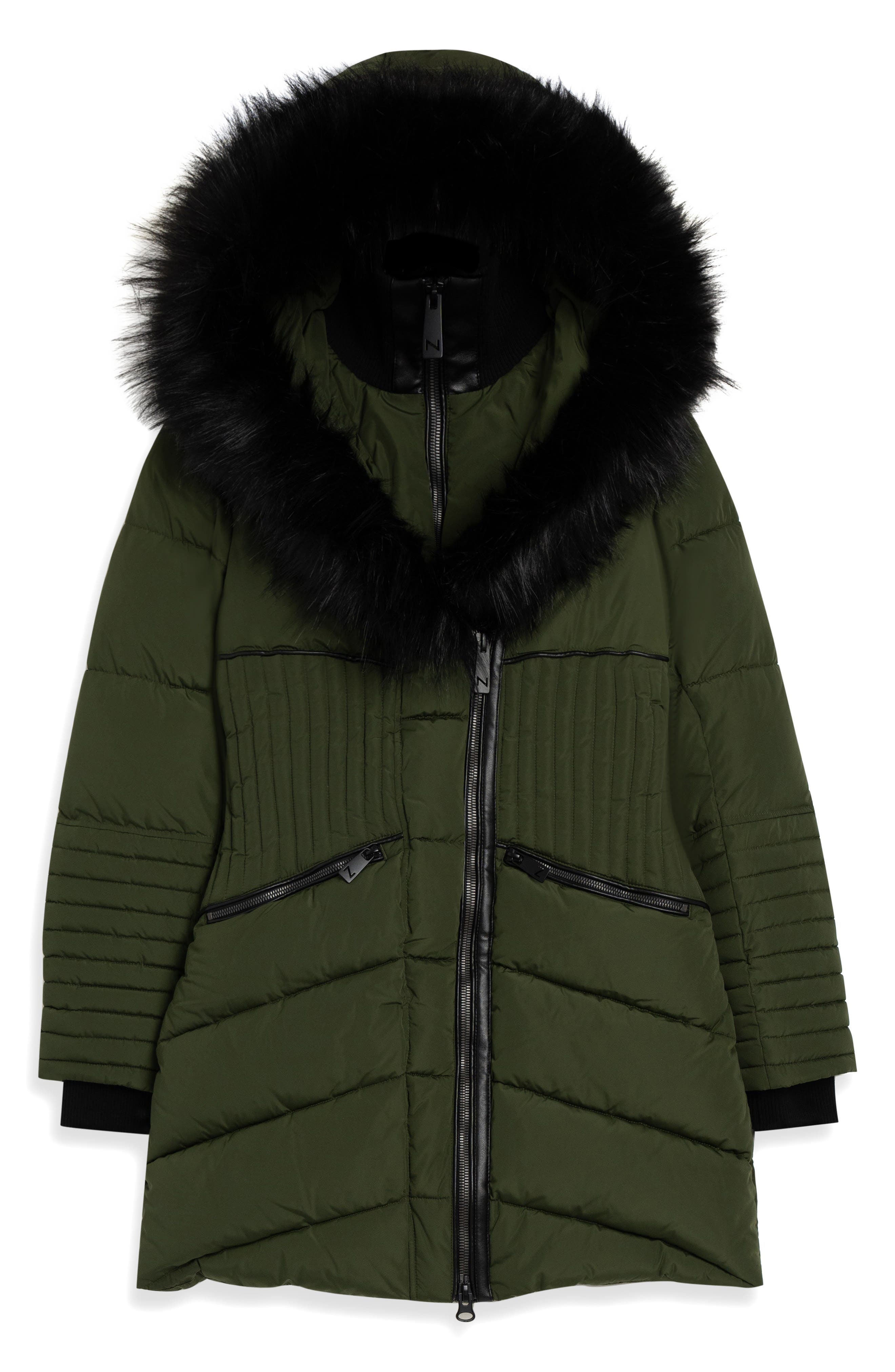 Noize Gigi Vegan Faux Fur Trim Quilted Parka