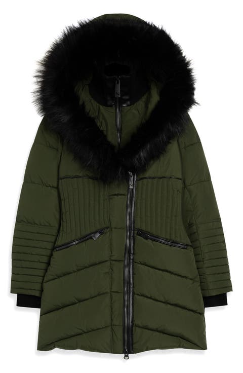 Gigi Vegan Faux Fur Trim Quilted Parka