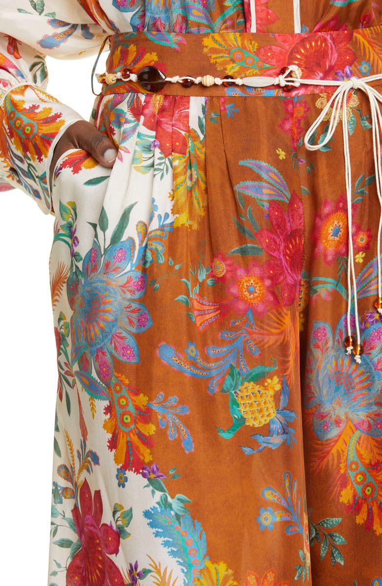 Zimmermann Ginger Floral Silk Wide Leg Pants, Alternate, color, 