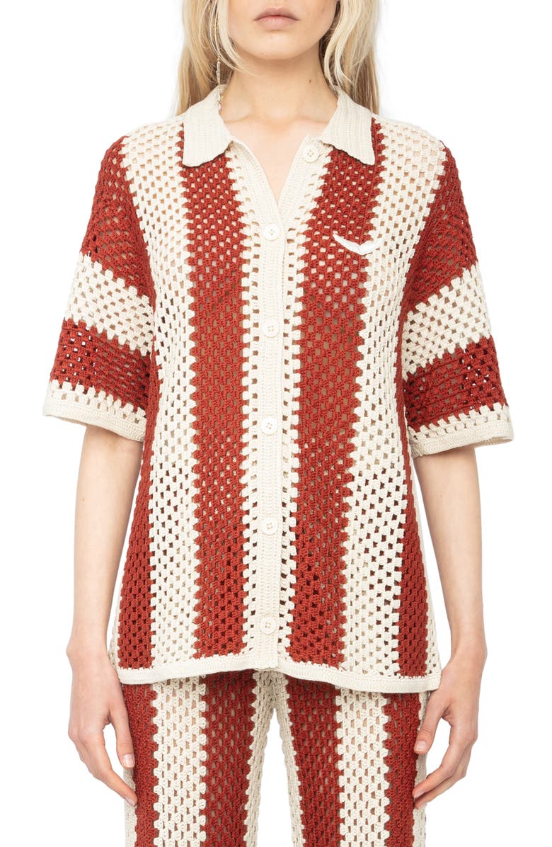Zadig & Voltaire Ciara Crochet Cardigan, Main, color, 
