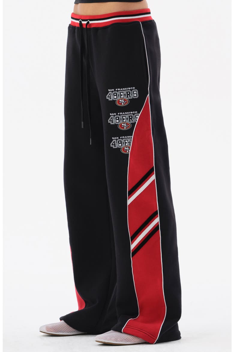 Colorblocked Fleece Straight Leg Pants, Alternate, color, BLACK/ 49ERS