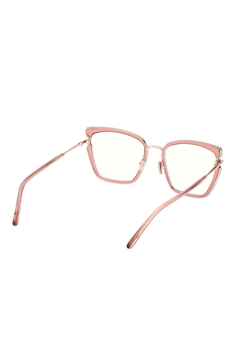 54mm Butterfly Blue Light Blocking Optical Glasses, Alternate, color, ROSE GOLD / T LOGO