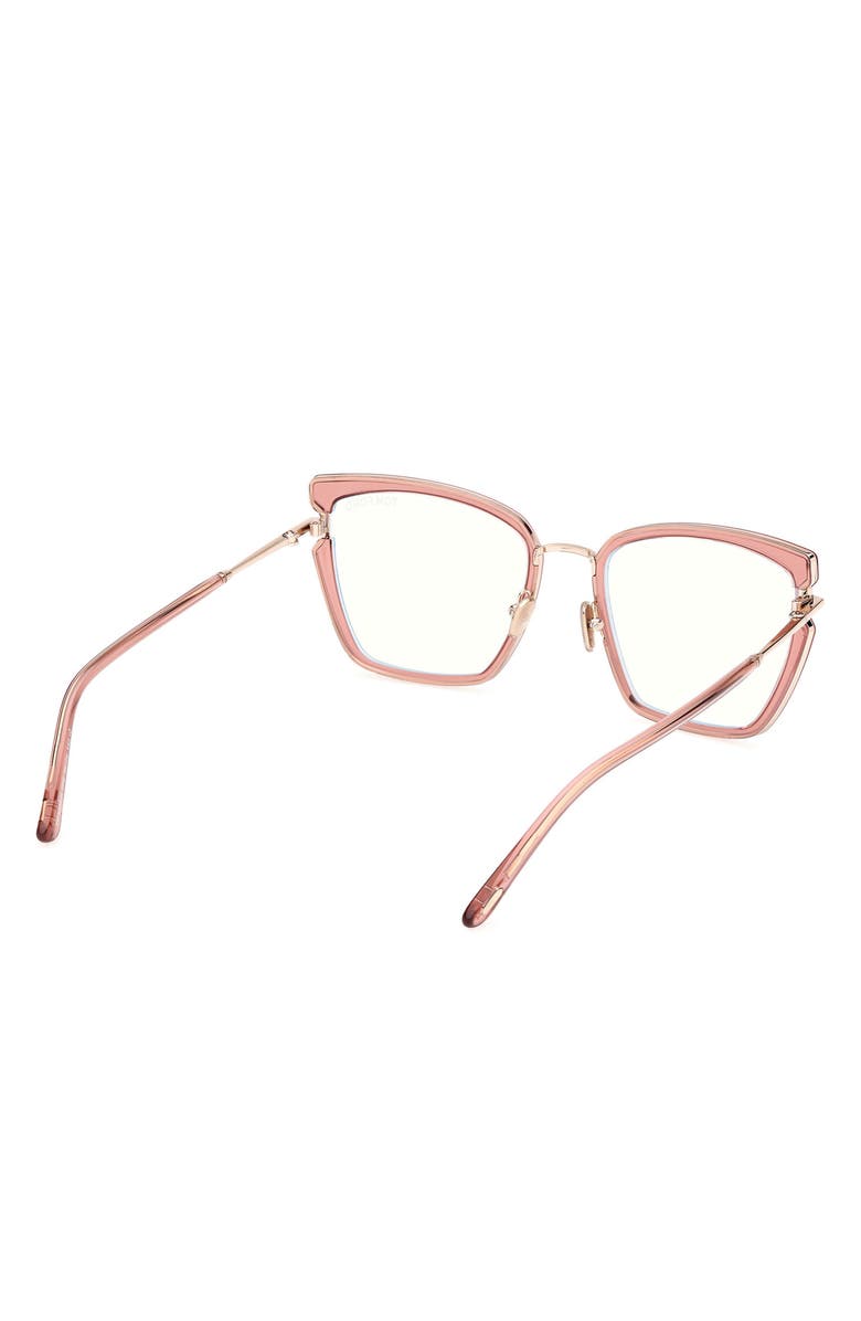 TOM FORD 54mm Butterfly Blue Light Blocking Optical Glasses, Alternate, color, Rose Gold / T Logo