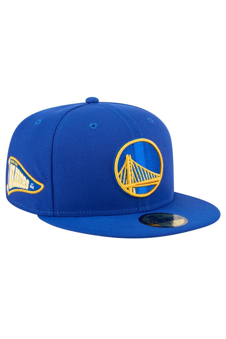 Men's New Era Royal Golden State Warriors Throwback Pennant 59FIFTY Fitted Hat, Main, color, Royal